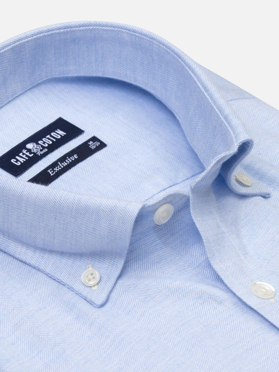 Overhemd hemels flanel - Button down Kraag