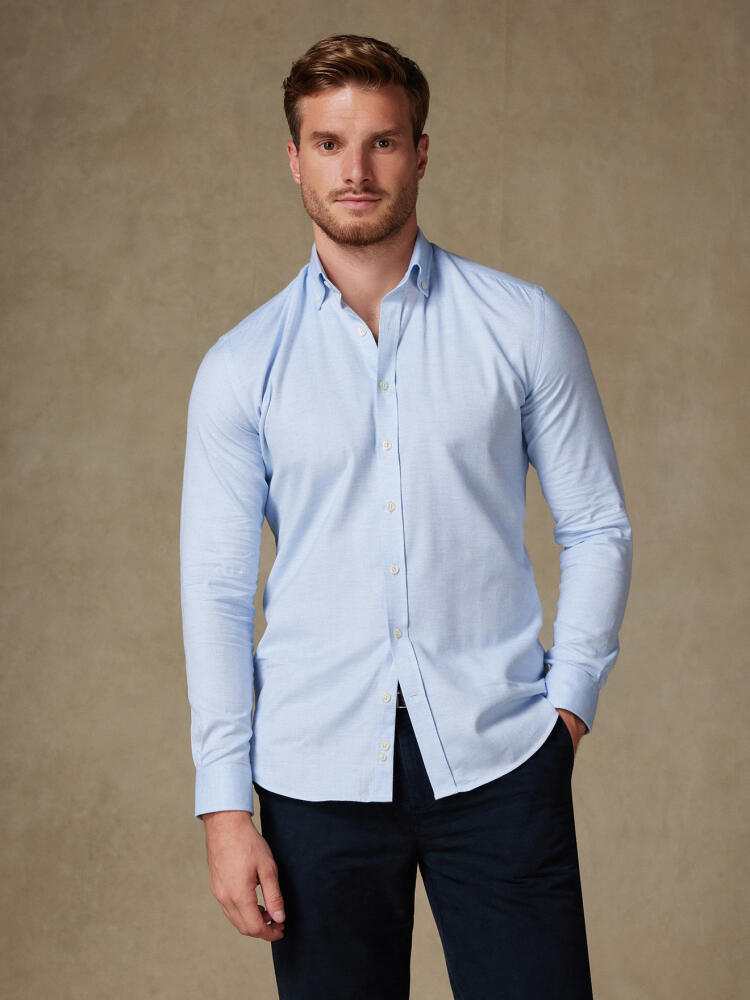 Chemise Hall en flanelle ciel - Col Boutonné