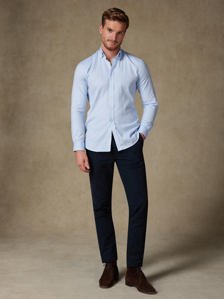 Chemise Hall en flanelle ciel - Col Boutonné