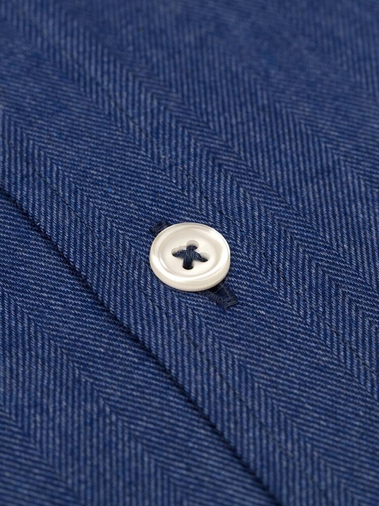 Chemise Hall indigo en flanelle - Col Boutonné