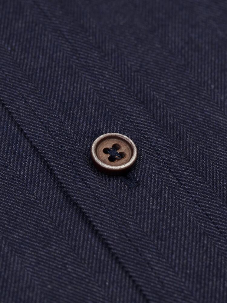 Chemise Hall marine en flanelle - Col Boutonné