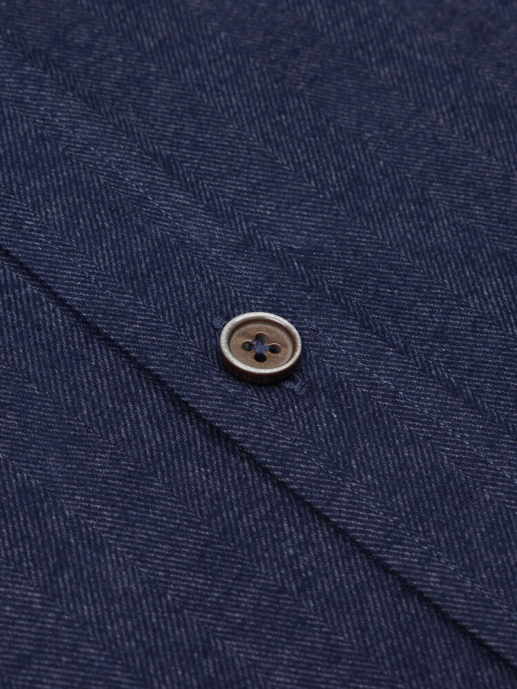 Chemise Hall en flanelle marine - Col Boutonné