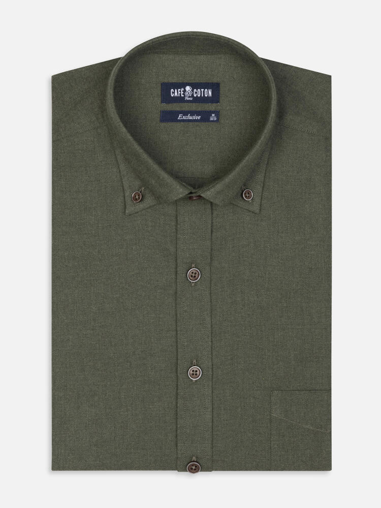 Hall khaki Flanellhemd - Button down Kragen