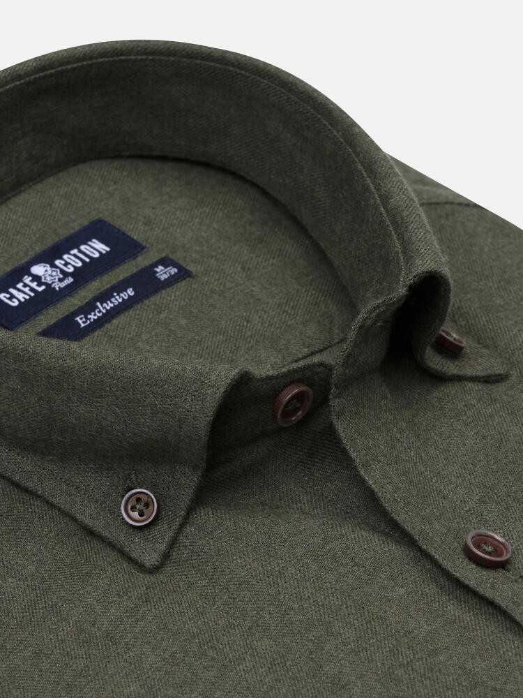 Hall khaki flannel shirt - Buttoned down collar