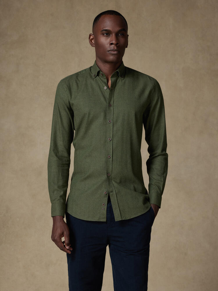 Hall khaki flannel shirt - Buttoned down collar