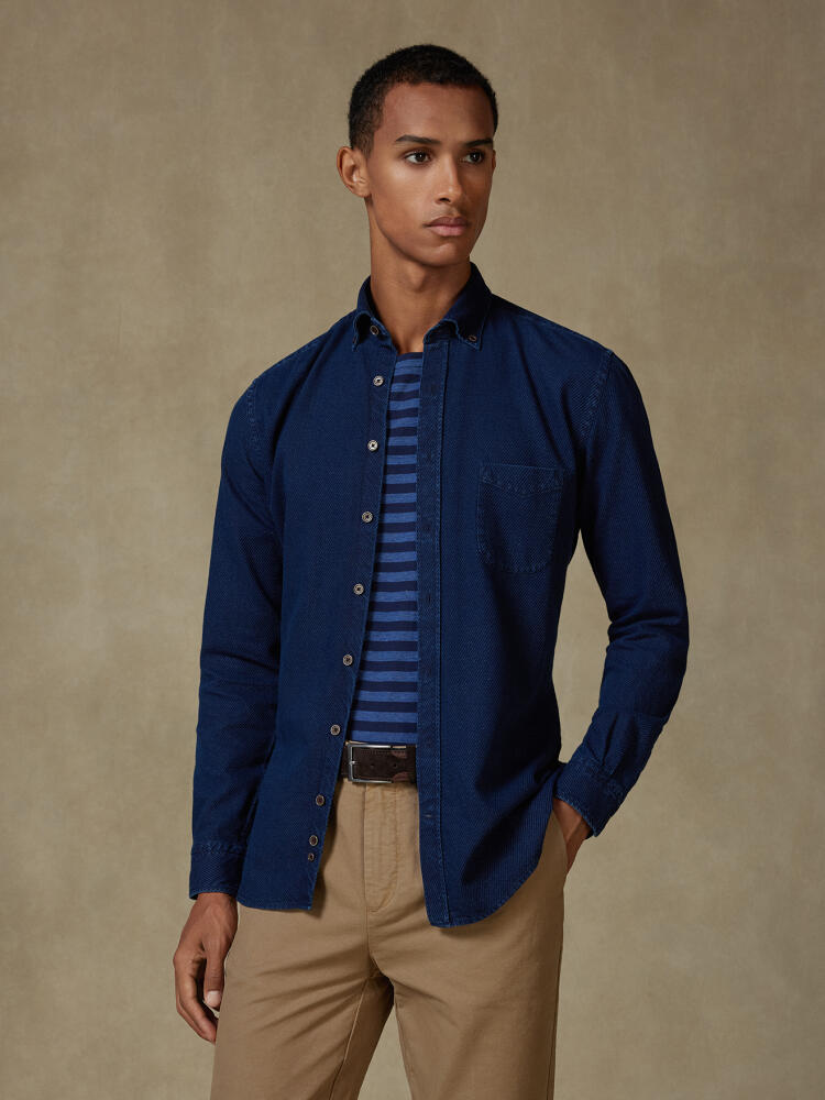 Overhemd Hawke in indigo - Button-down kraag