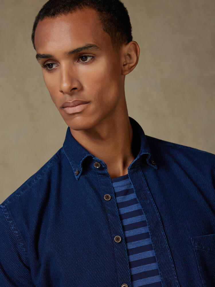 Overhemd Hawke in indigo - Button-down kraag