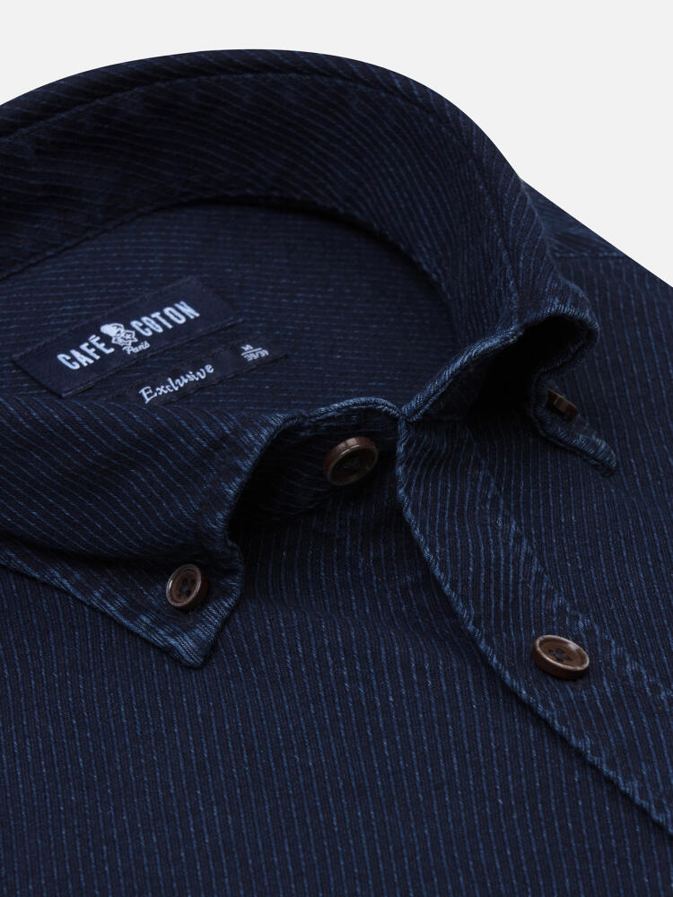 Camisa Hawke en indigo - Colletto button-down