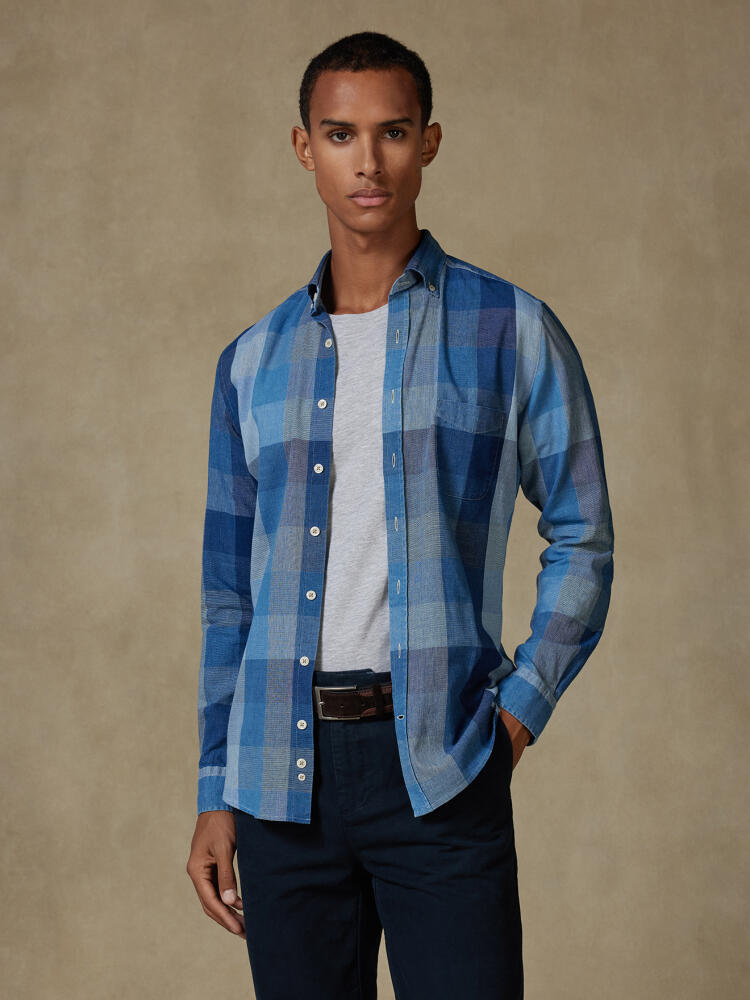 Heston indigo shirt - Button-down collar