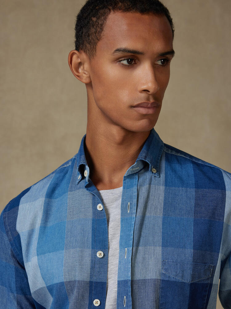 Heston indigo shirt - Button-down collar