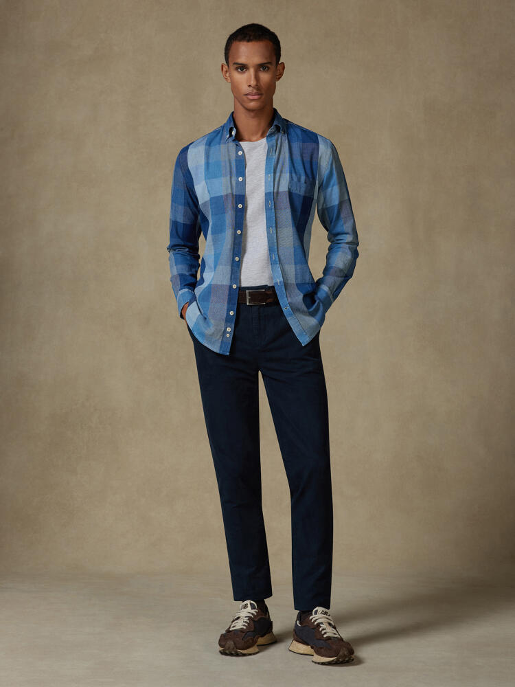 Heston indigo shirt - Button-down collar