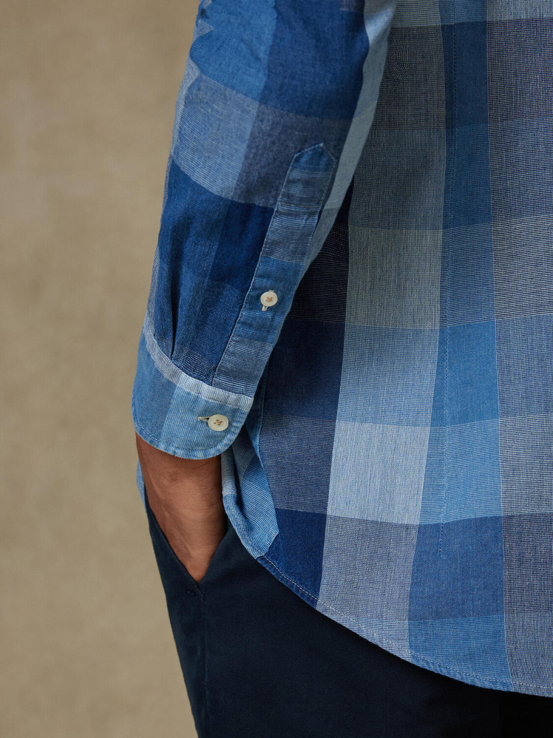 Heston indigo shirt - Button-down collar