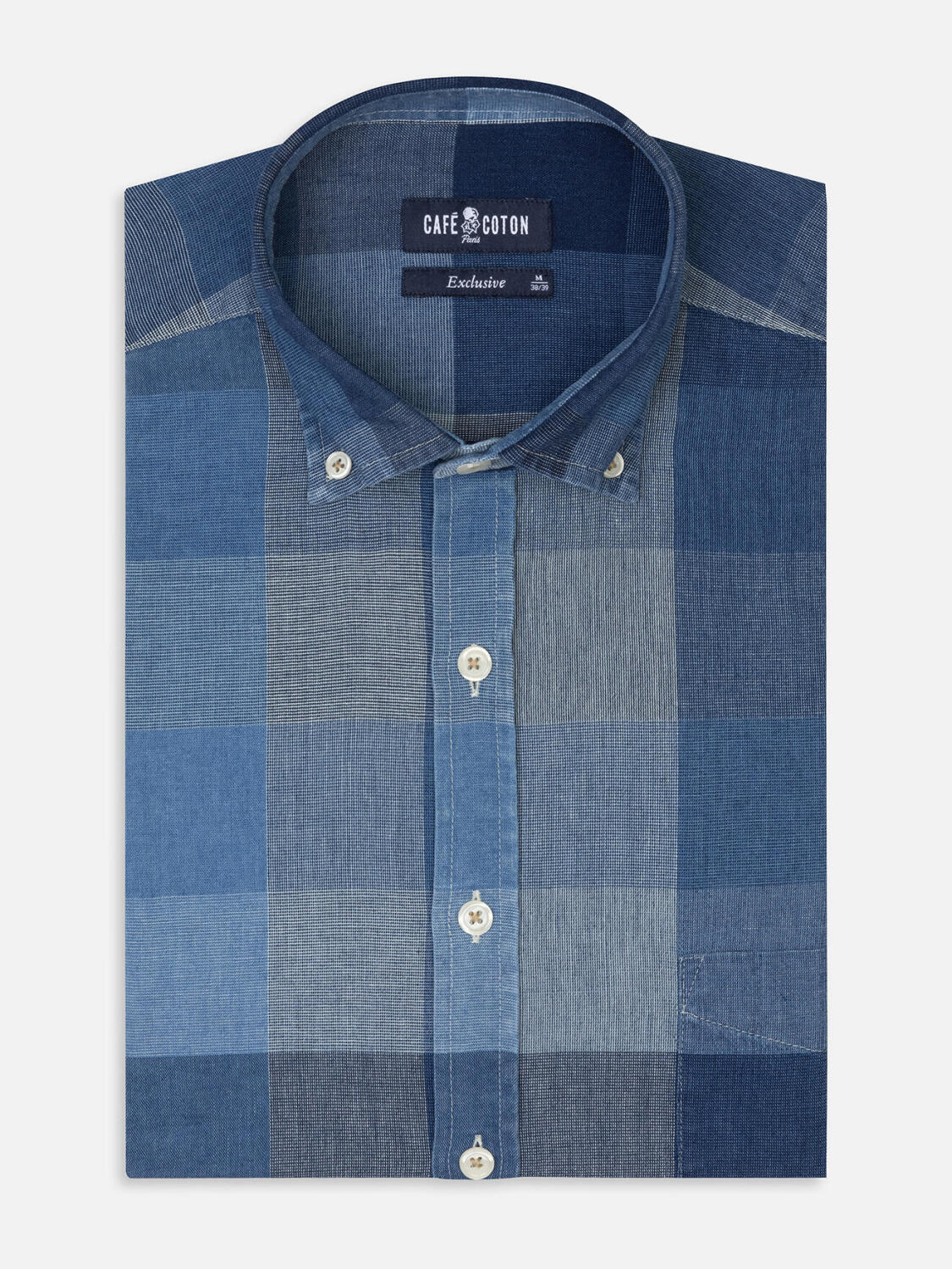 Heston indigo shirt - Button-down collar