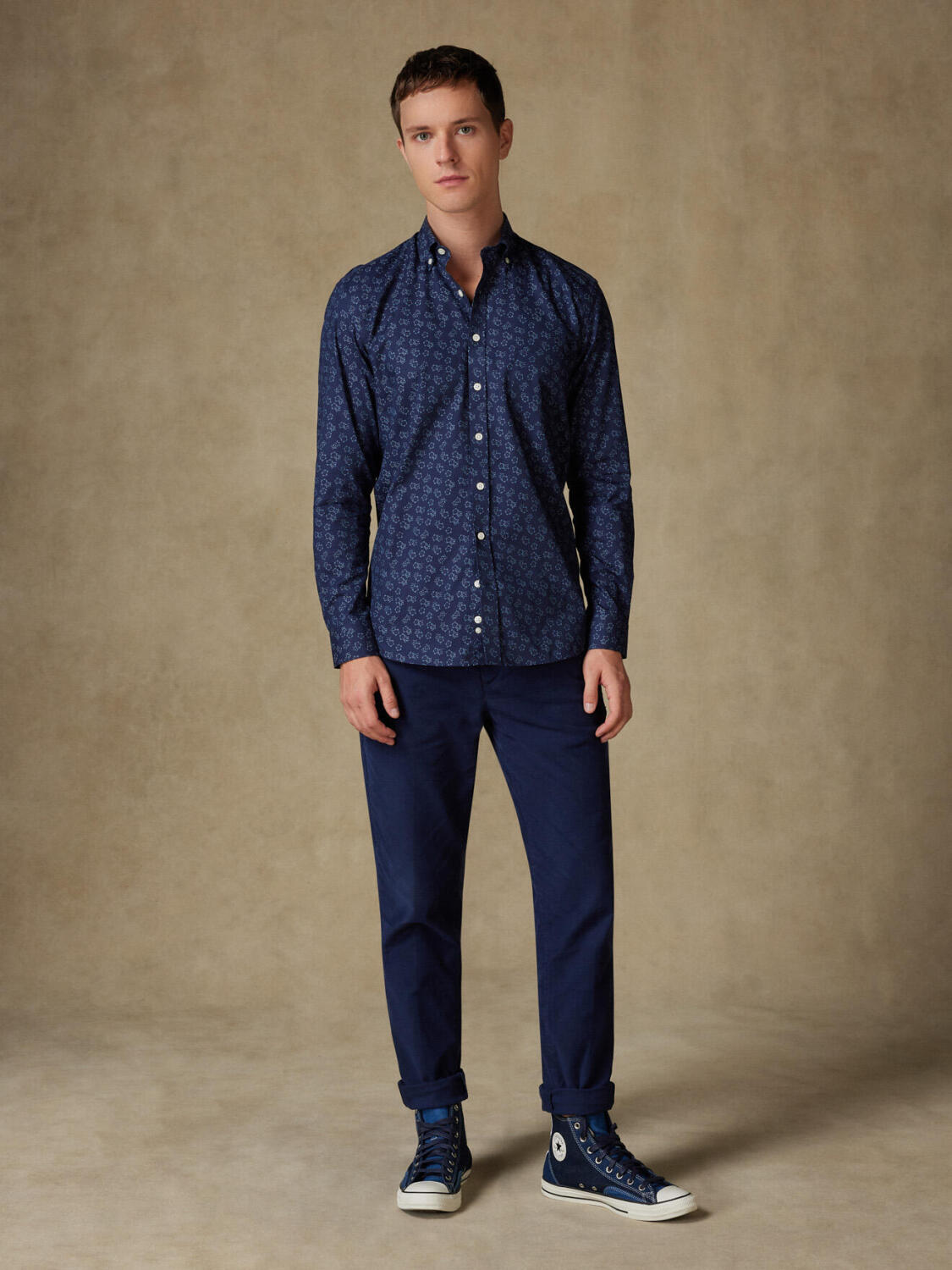 Hobden-Hemd in Denim  - Buttondown Kragen