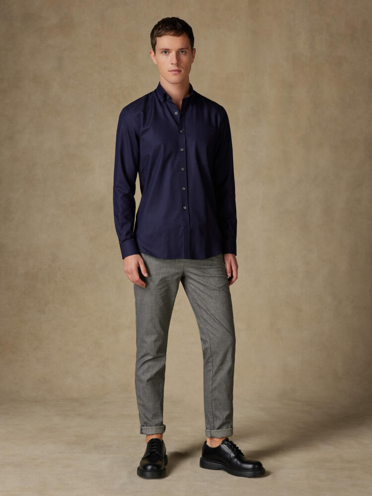 Chemise Horace texturée marine - Col Boutonné