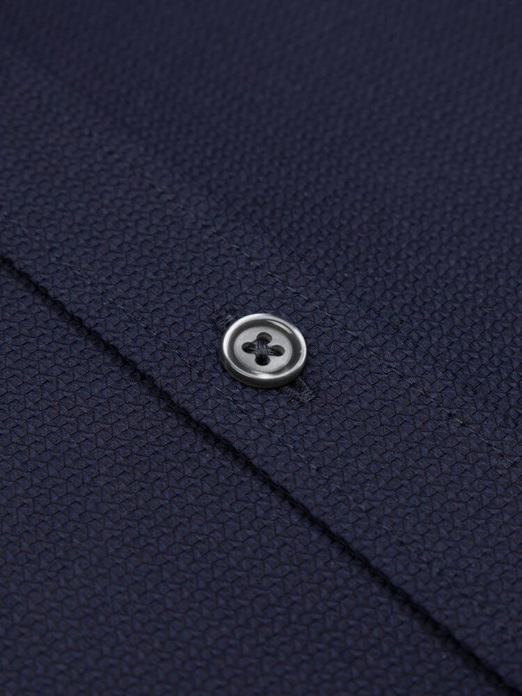 Horace navy textured shirt - Button down collar