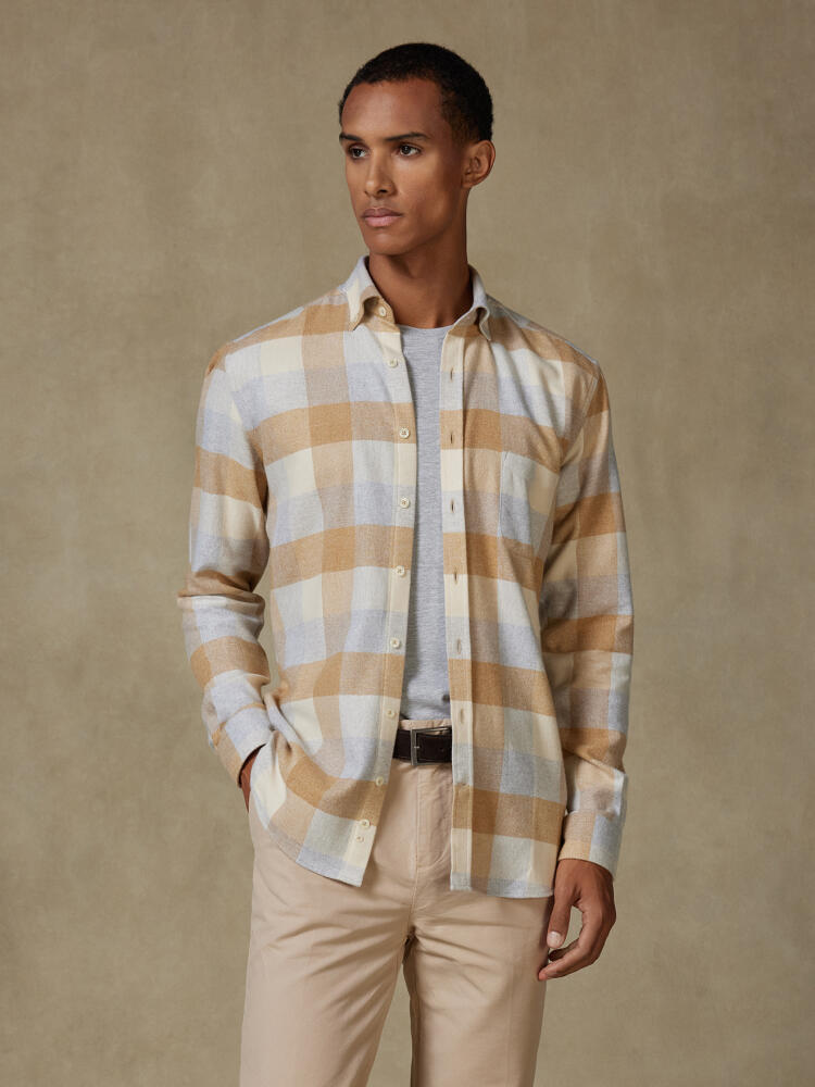 Hemd Howler aus beigefarbenem Flanell - Button-Down-Kragen