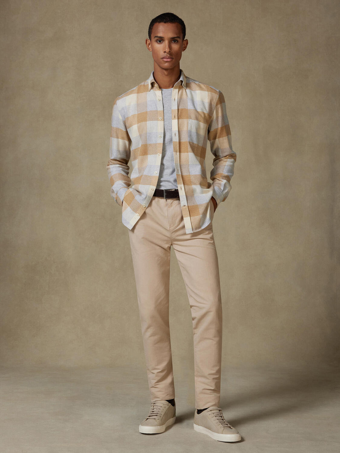 Hemd Howler aus beigefarbenem Flanell - Button-Down-Kragen