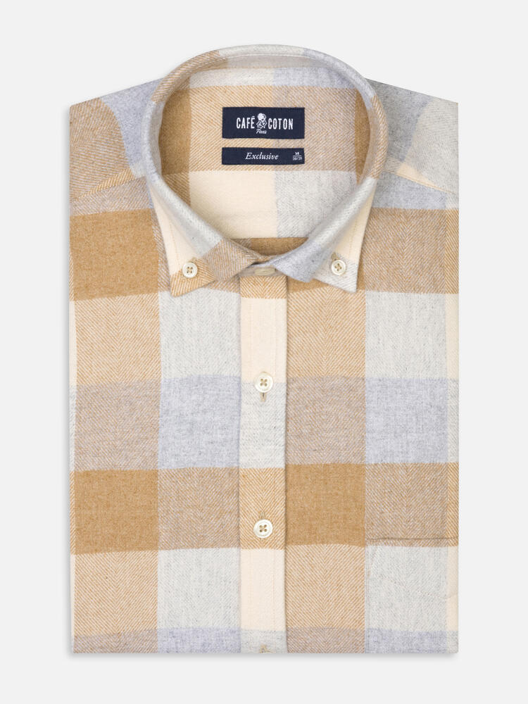 Hemd Howler aus beigefarbenem Flanell - Button-Down-Kragen