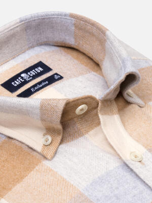 Hemd Howler aus beigefarbenem Flanell - Button-Down-Kragen