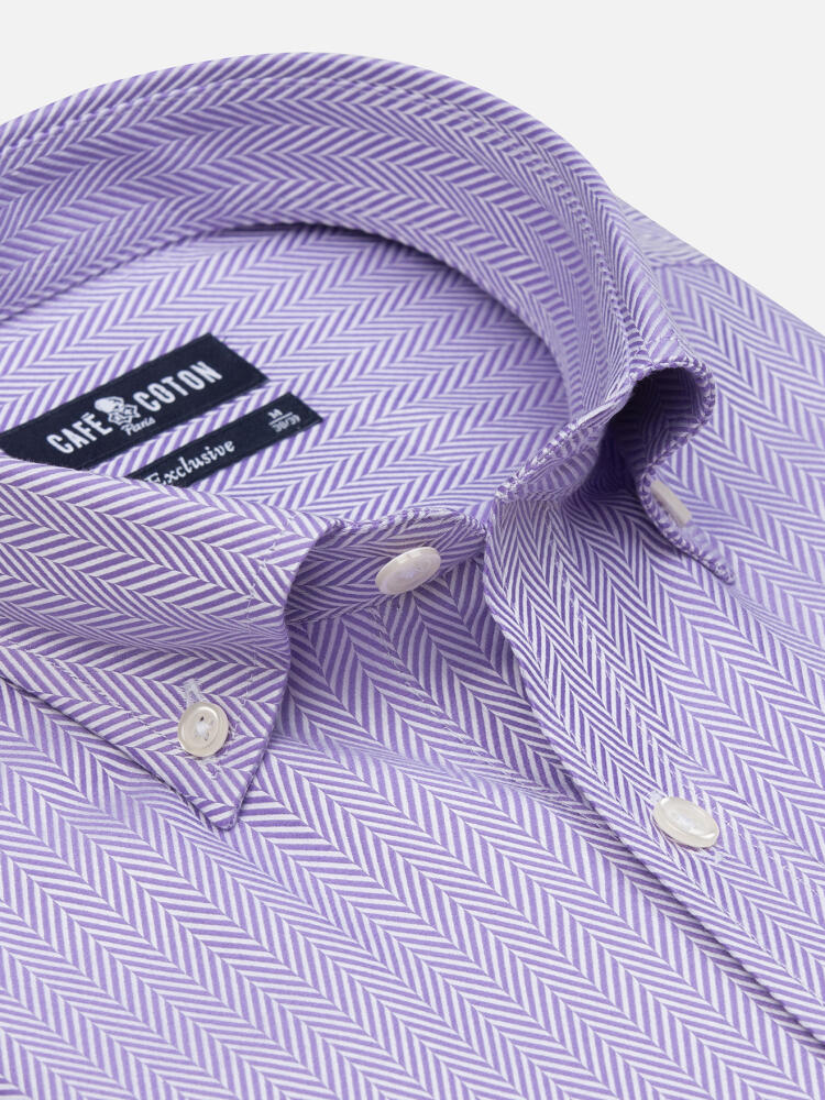 Parma Herringbone Shirt - Button down collar