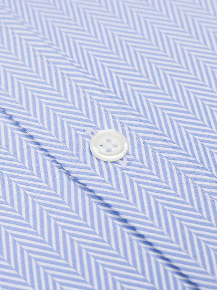 Sky Herringbone Shirt  - Button down collar