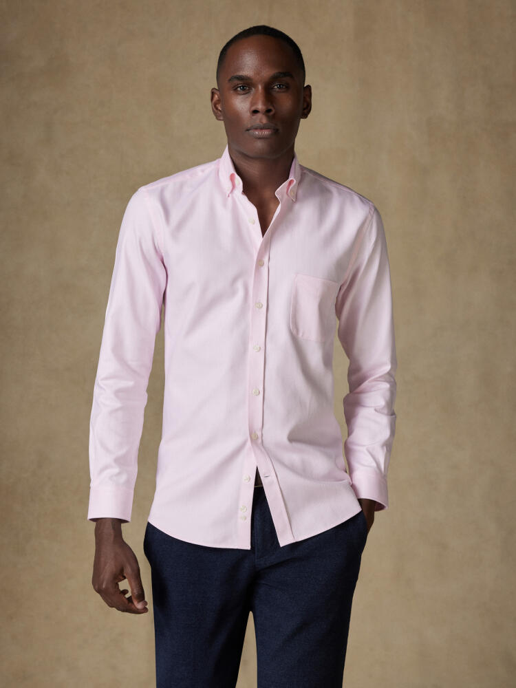 Roze overhemd visgraat  - Button-down kraag