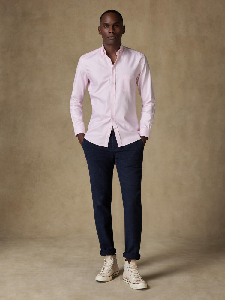 Roze overhemd visgraat  - Button-down kraag