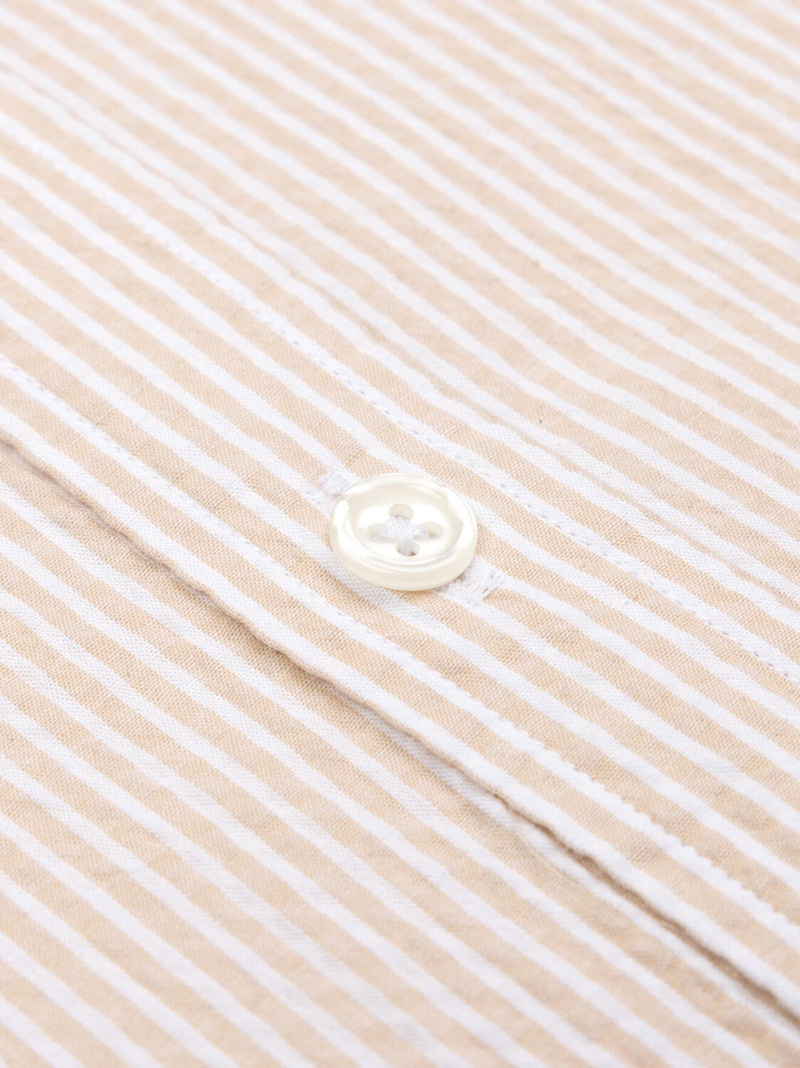Camicia Hugh in seersucker crema - Con buttoncini