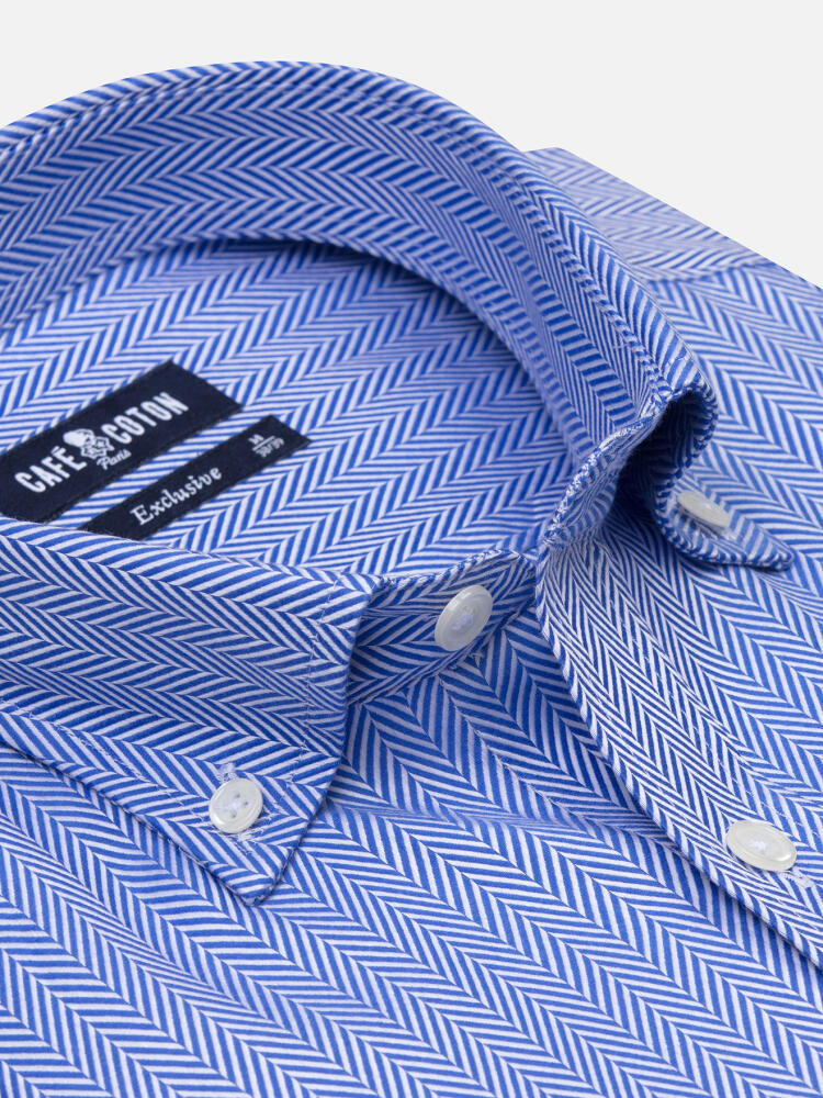 Chemise Hunter en chevron bleu - Col Boutonné