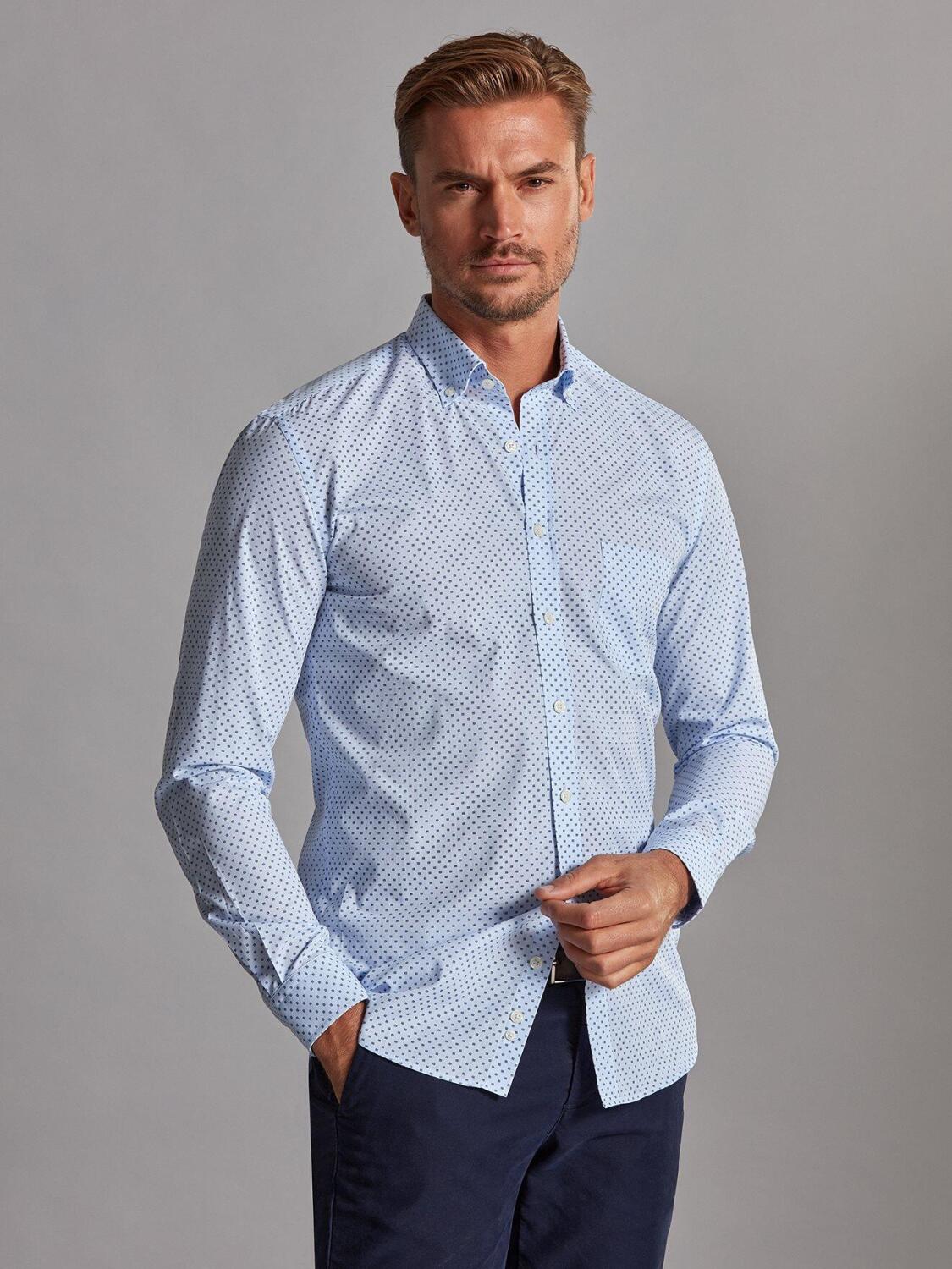 Irwin sky blue shirt with printed pattern - Button-down collar