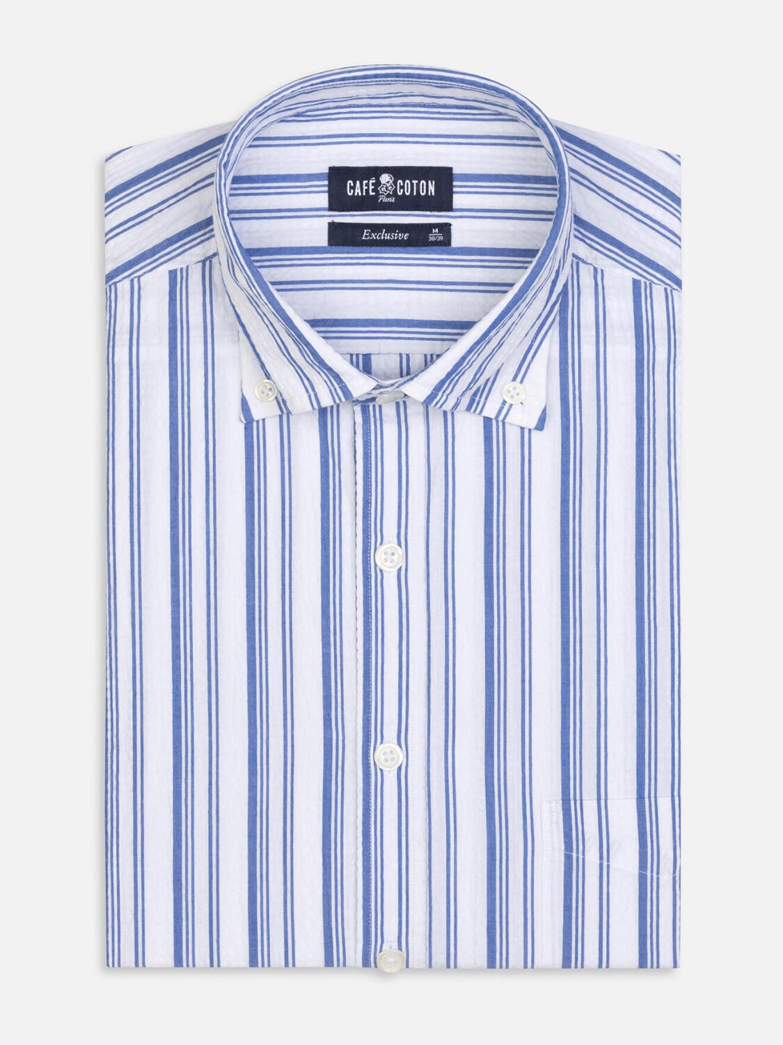 Broek Ivor en blauwe seersucker  - Button-down kraag