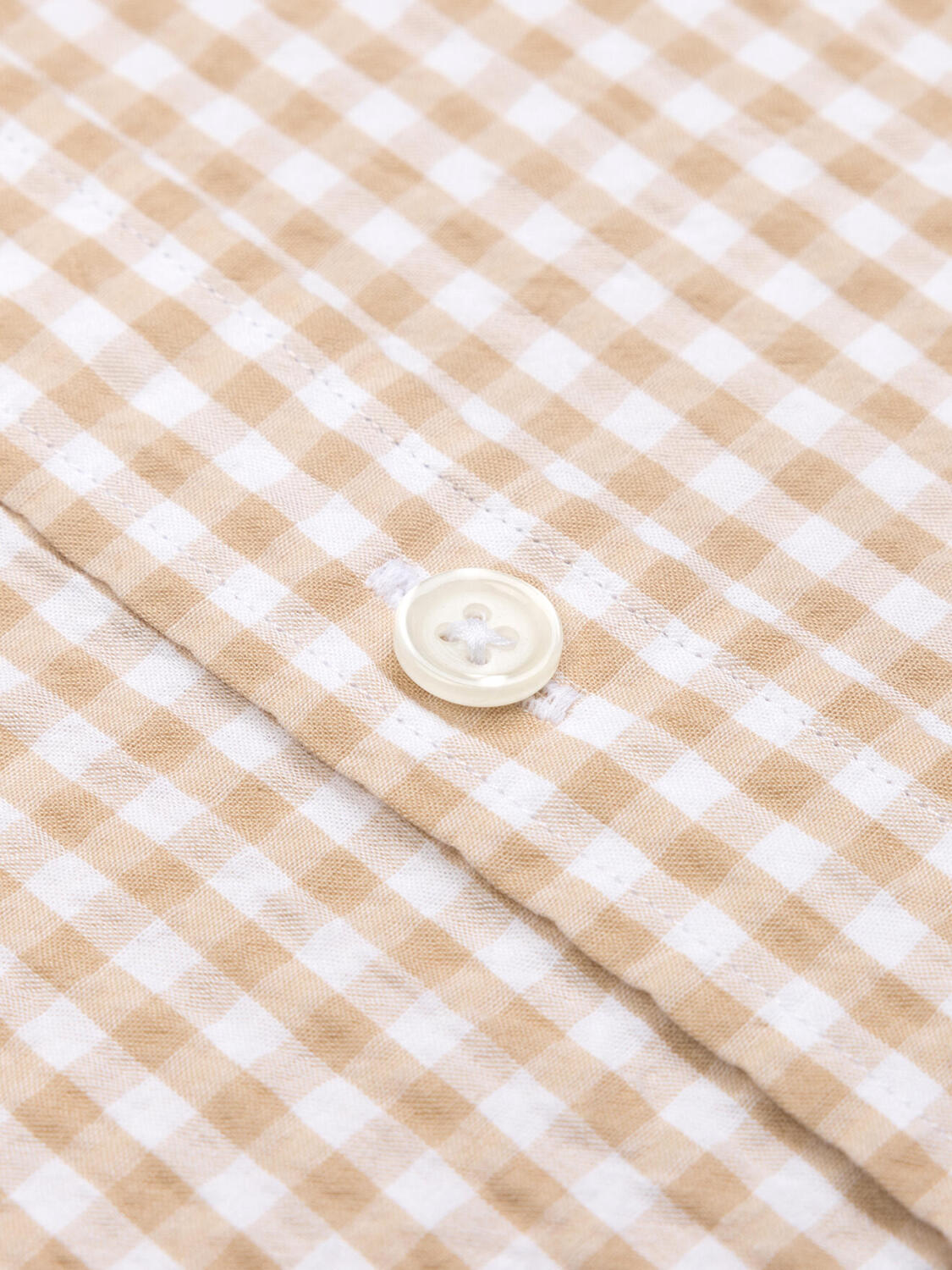 Camicia Jaiden in seersucker crema - Button-down kraag