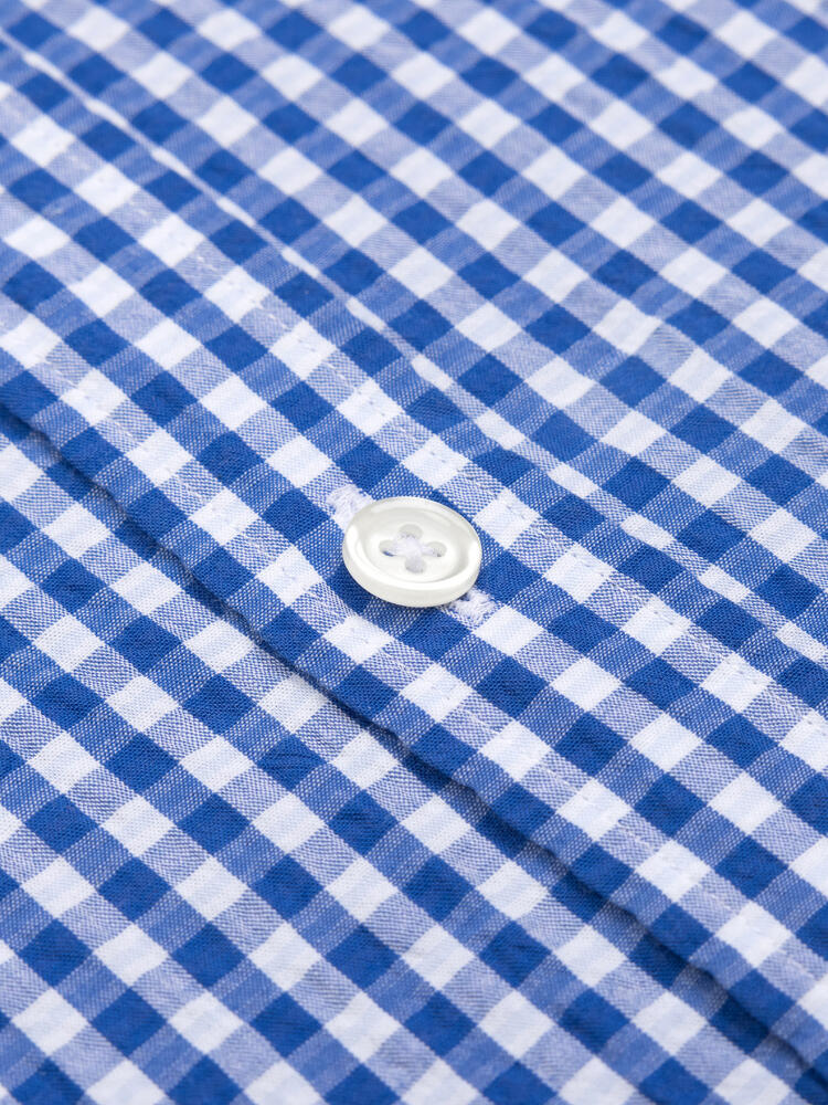 Camicia Jaiden in seersucker blu - Button-down kraag