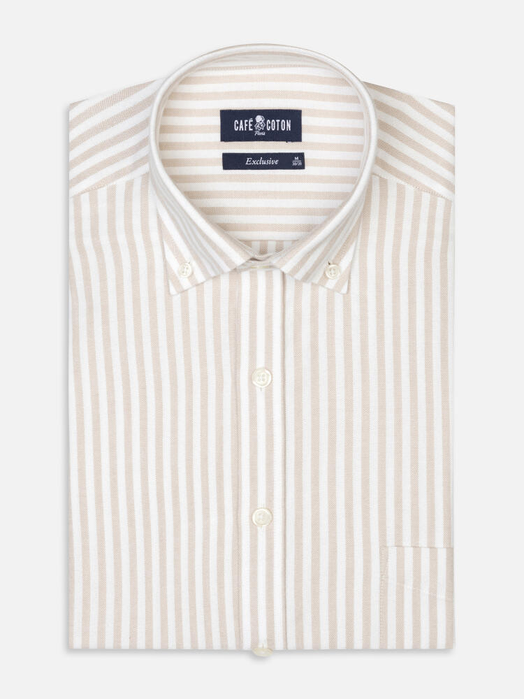 Camicia Jayden in oxford spazzolato beige - Cuello button-down