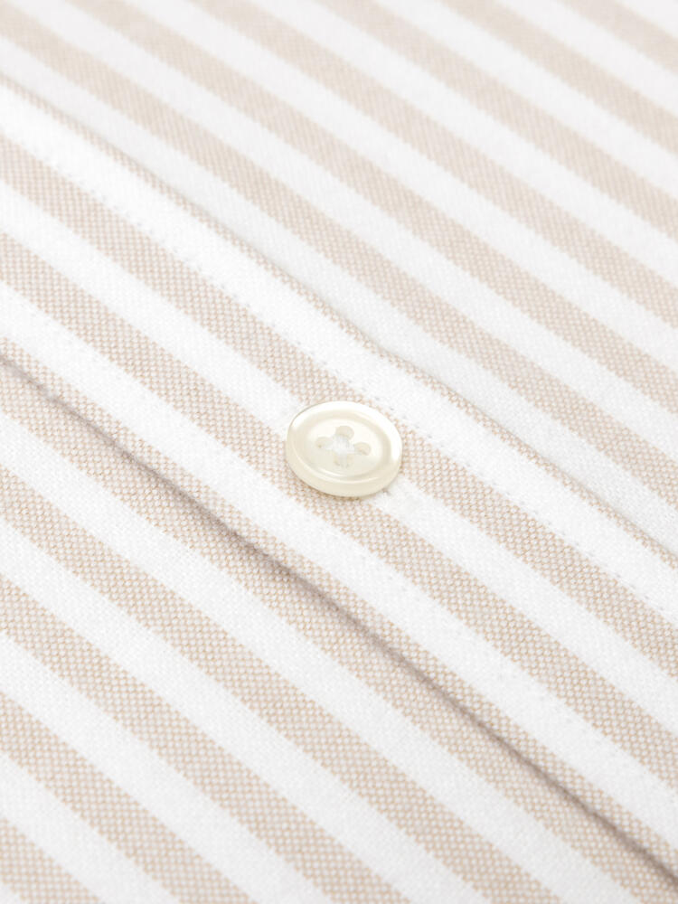 Camicia Jayden in oxford spazzolato beige - Cuello button-down