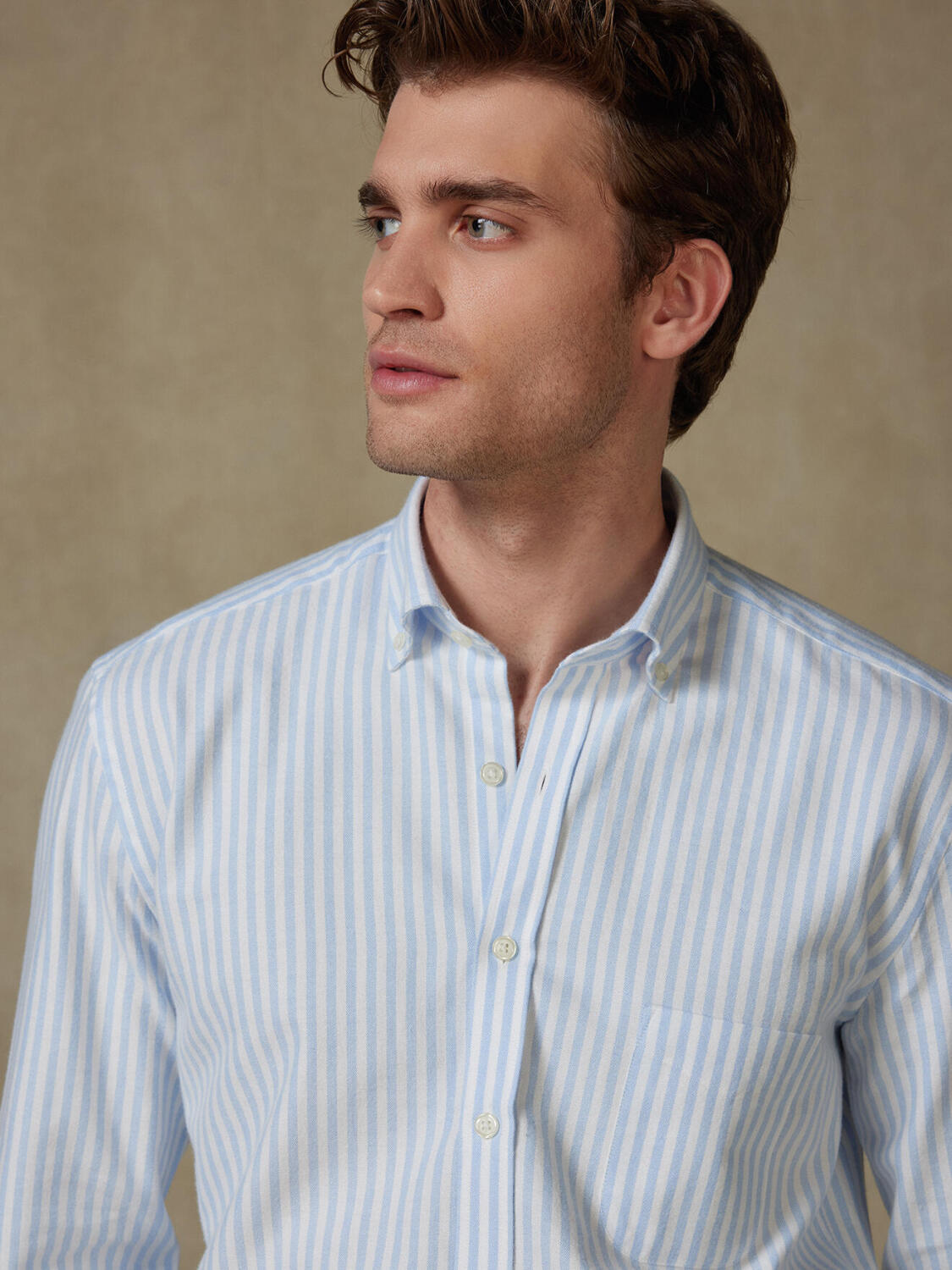 Jaylen sky brushed oxford shirt - Button-down collar
