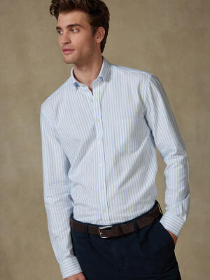 Jaylen sky brushed oxford shirt - Button-down collar