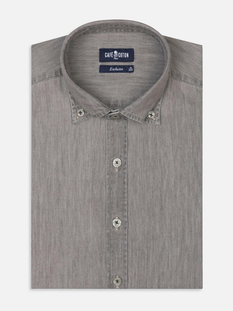 Joey grey denim shirt - Buttoned down collar