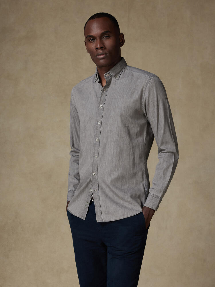 Joey grey denim shirt - Buttoned down collar