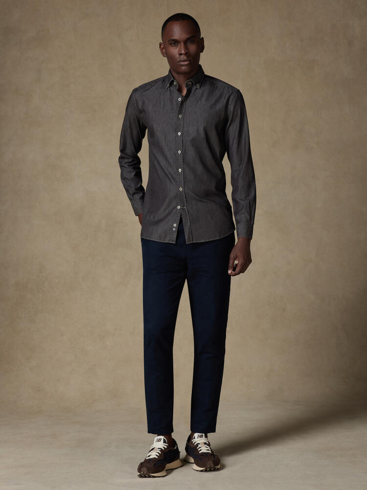 Joey Carbon Denim Shirt - Buttoned down collar