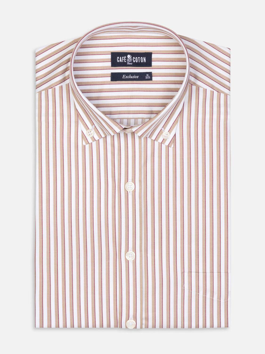 Hemd Kenneth mit Streifen in beige - Buttondown Kragen