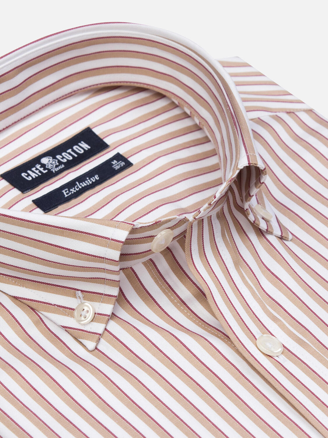 Hemd Kenneth mit Streifen in beige - Buttondown Kragen