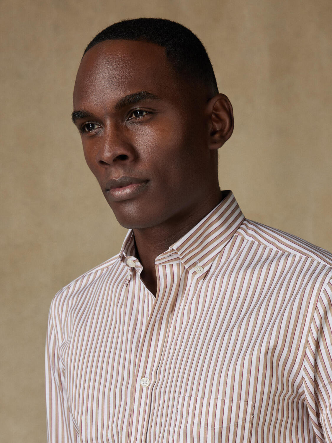 Hemd Kenneth mit Streifen in beige - Buttondown Kragen