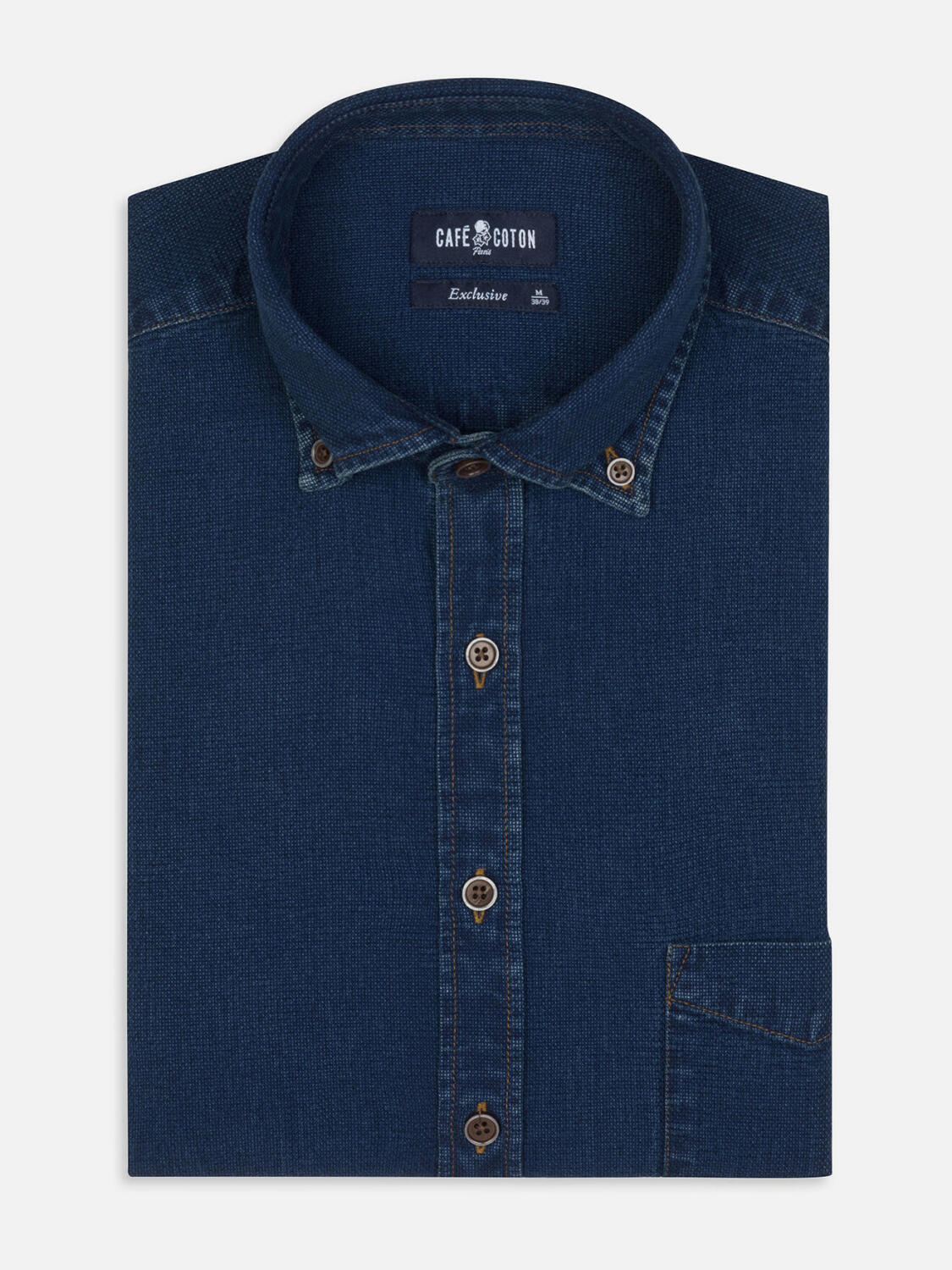 Hemd Kurt aus Indigo-Oxford  - Buttondown Kragen
