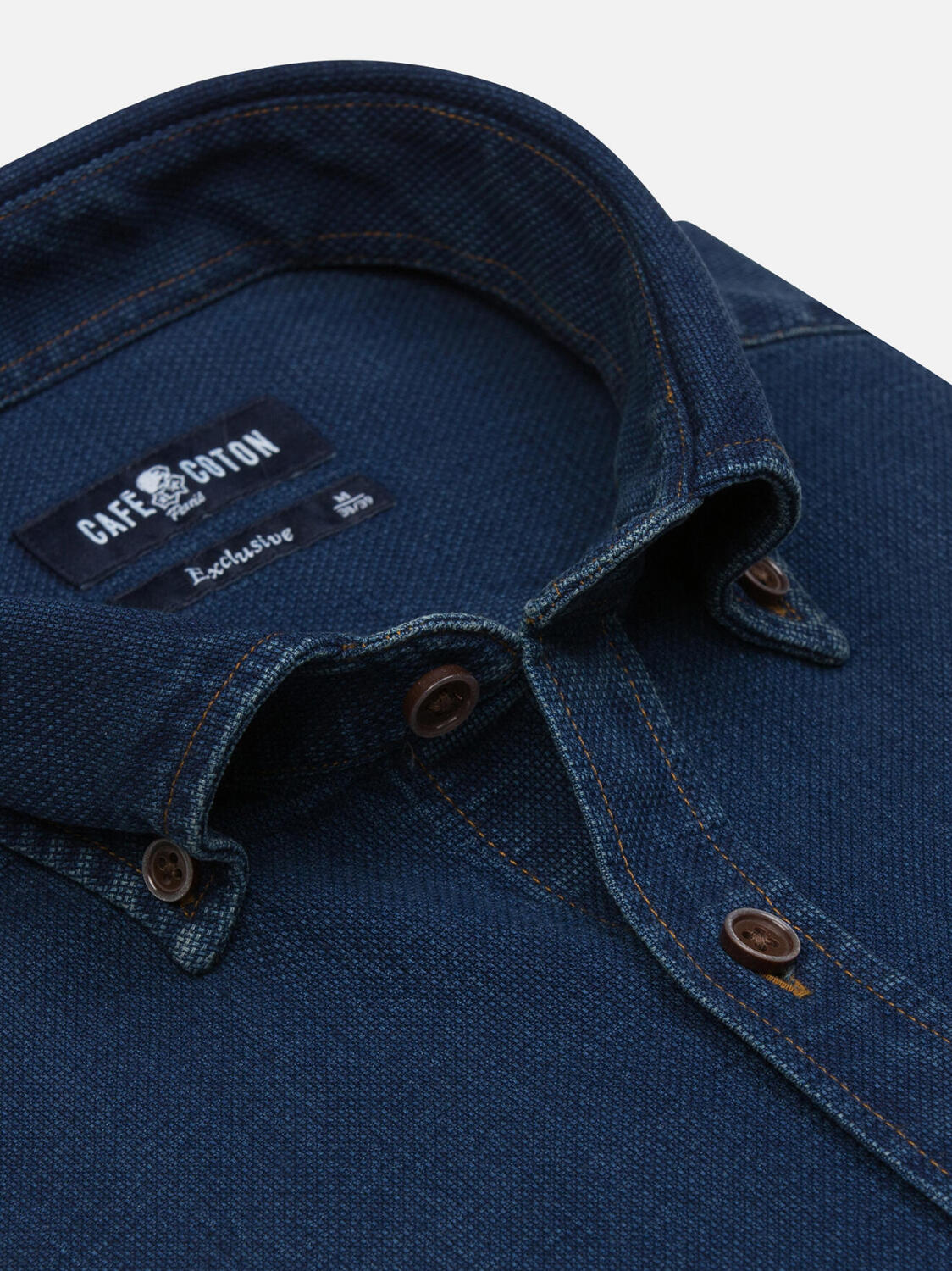 Hemd Kurt aus Indigo-Oxford  - Buttondown Kragen