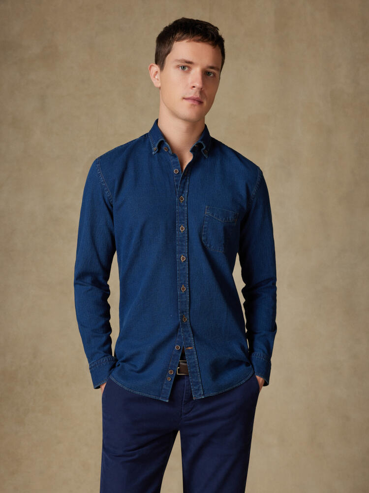 Camisa Kurt indigo oxford  - Cuello Abotonado