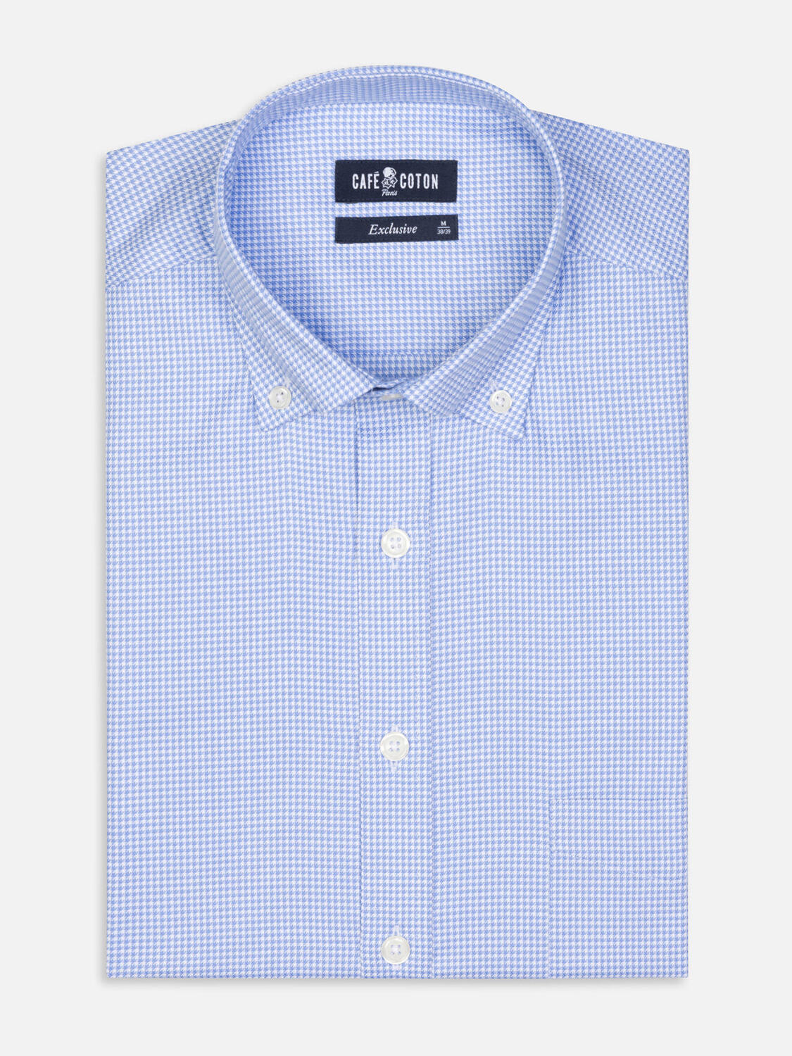 Landry hemels geruit overhemd  - Button-down kraag