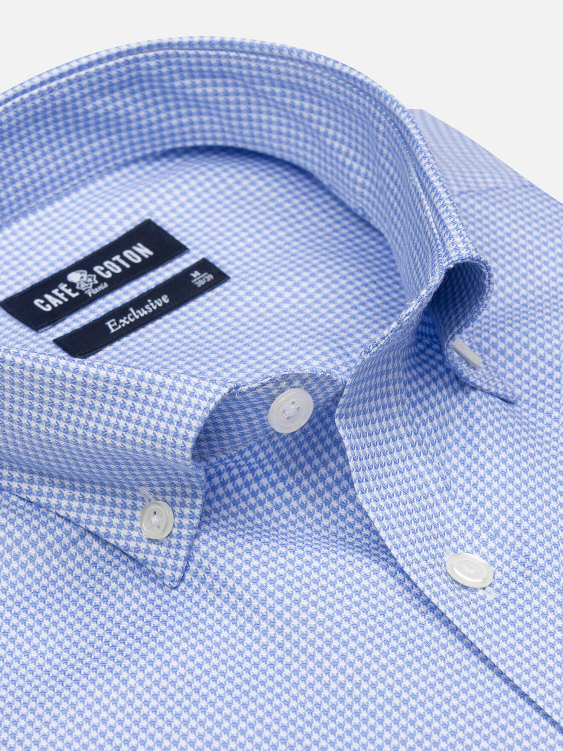 Landry hemels geruit overhemd  - Button-down kraag