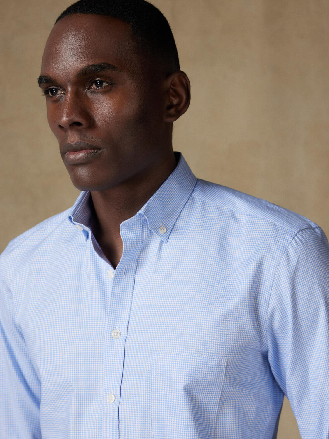 Landry hemels geruit overhemd  - Button-down kraag